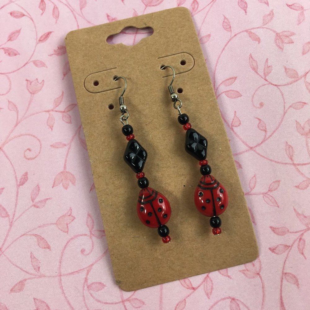 Cute Ladybug Dangle Earrings